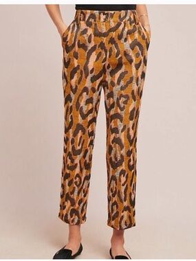 Anthropologie 34 N 118 W Leopard Print Pants Tweed with Pockets